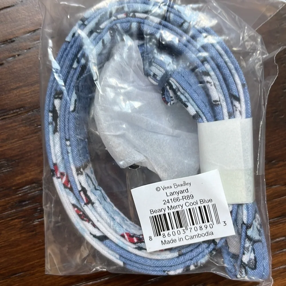 Factory‎ Style Lanyard Vera Bradley  in Signature Cotton Beary Merry Cool Blue